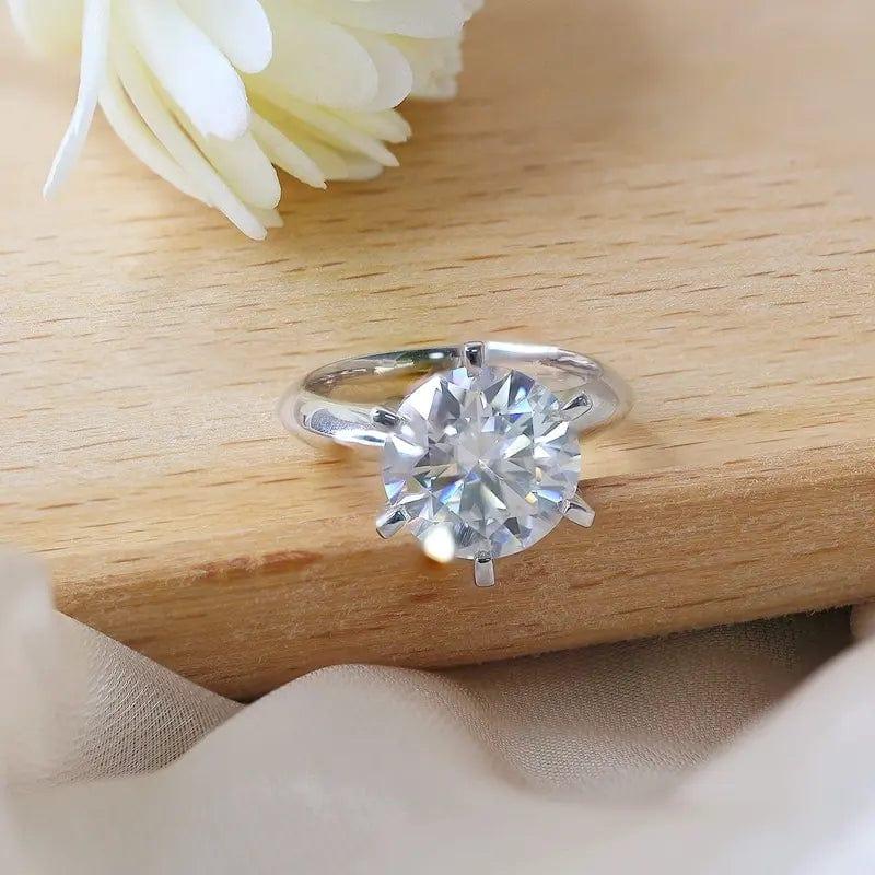 4CT Round Cut Solitaire Moissanite Engagement Ring - JBR Jeweler