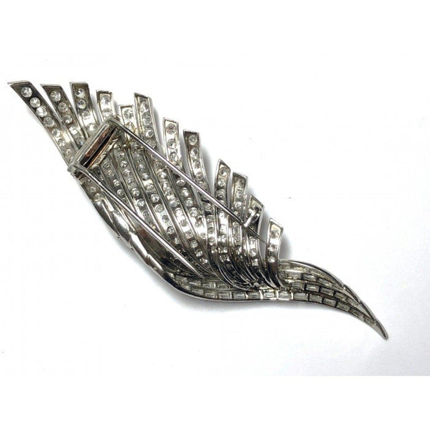 5.40ct Vintage Leaf baguette Moissanite Diamond Women's Art Deco Brooch pin - JBR Jeweler