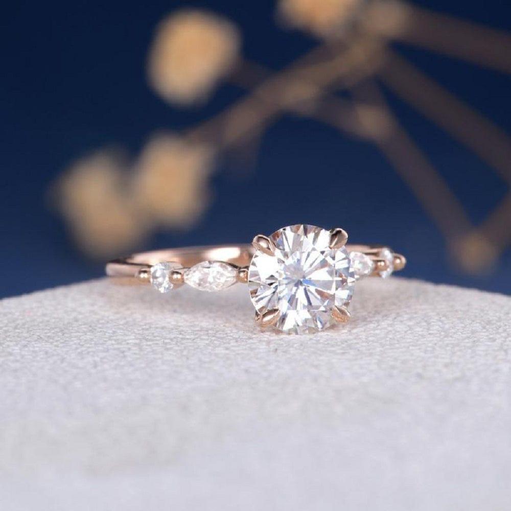 7 MM Round Cut Bridal Antique Promise Marquise Band Moissanite Engagement Ring - JBR Jeweler