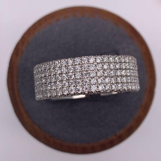 7mm Stylish Men's Pave Sparkling Iced Out 5Row Round Cut Moissanite Diamond Band - JBR Jeweler