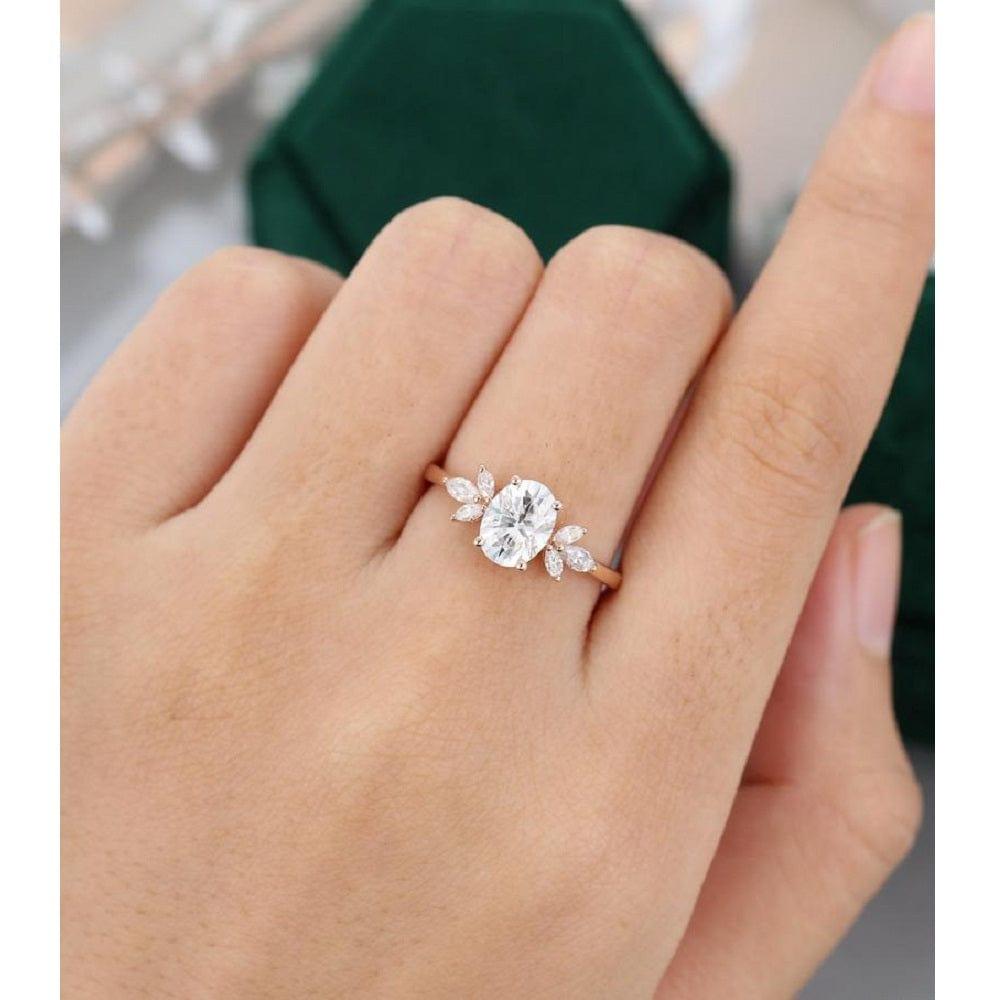 JBR Jeweler Moissanite Engagement Ring 8x6 MM Elongated Oval Cut Diamond Moissanite Engagement Anniversary Ring