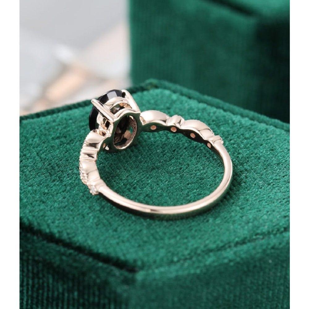 9x7 MM Oval Cut Black Moissanite Women Half Eternity Diamond Engagement ring - JBR Jeweler