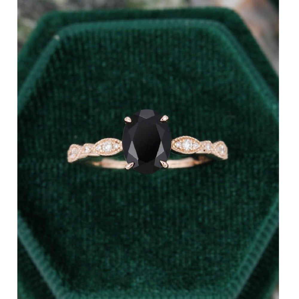 JBR Jeweler Moissanite Engagement Ring 9x7 MM Oval Cut Black Moissanite Women Half Eternity Diamond Engagement ring