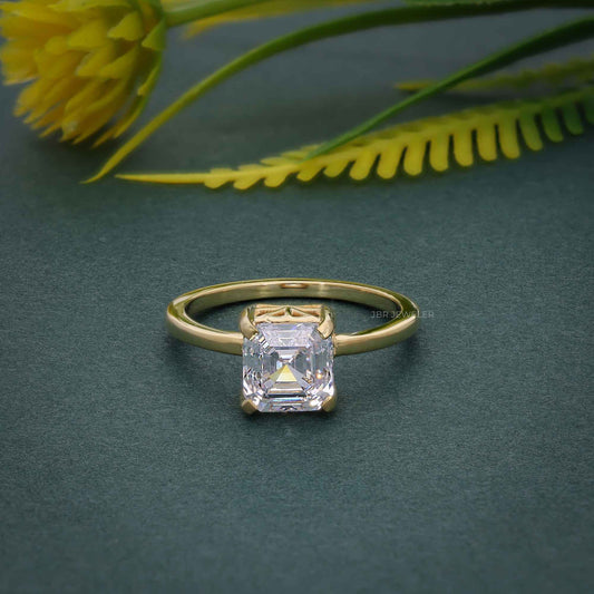 Art Deco Asscher Lab Grown Diamond Solitaire Ring