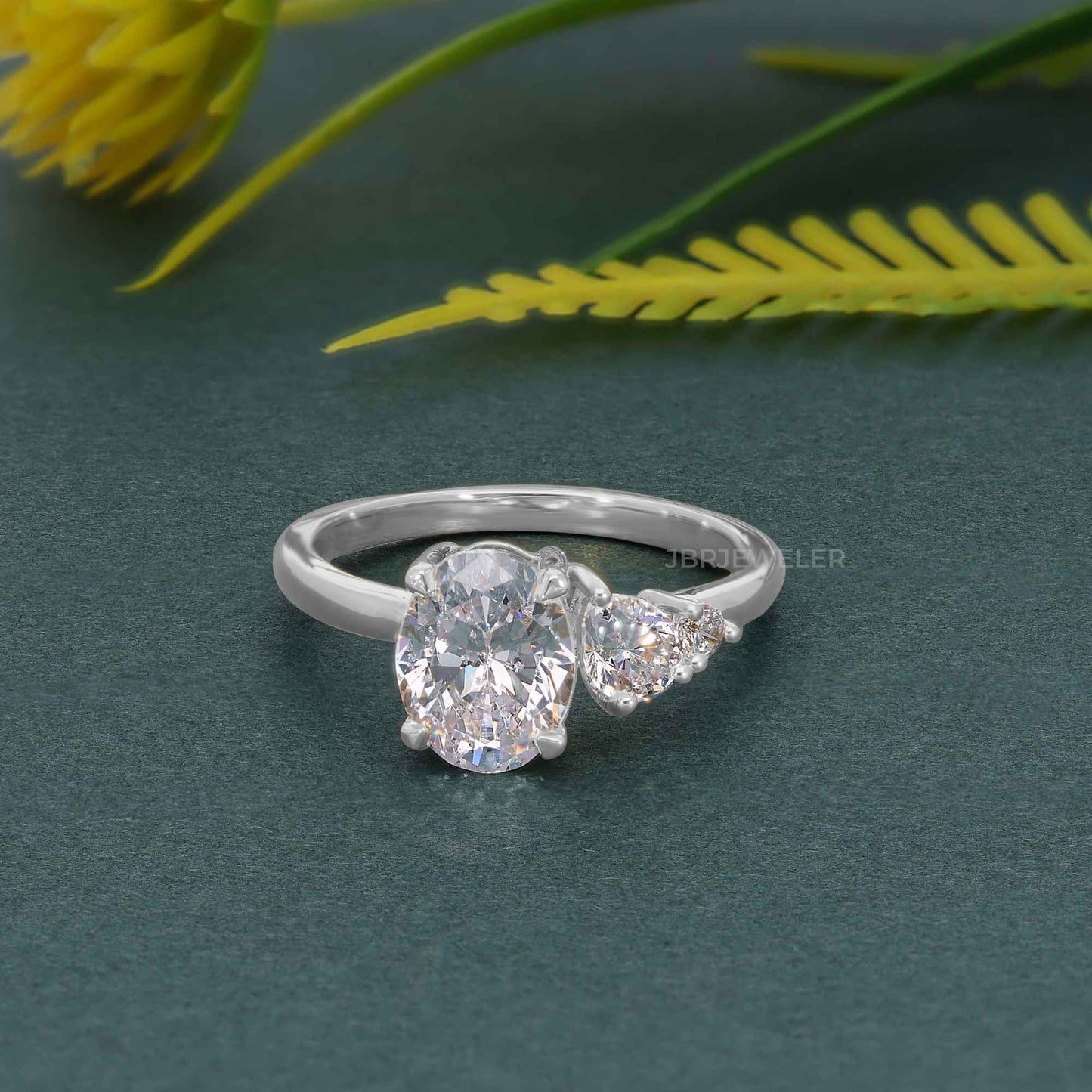 Asymmetrical Unique Oval Lab Grown Diamond Engagement Ring