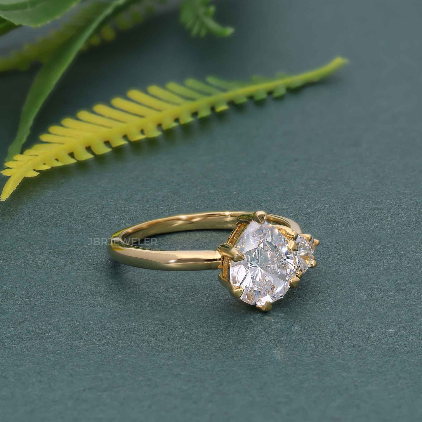 Asymmetrical Unique Pear Moissanite  Diamond Engagement Ring