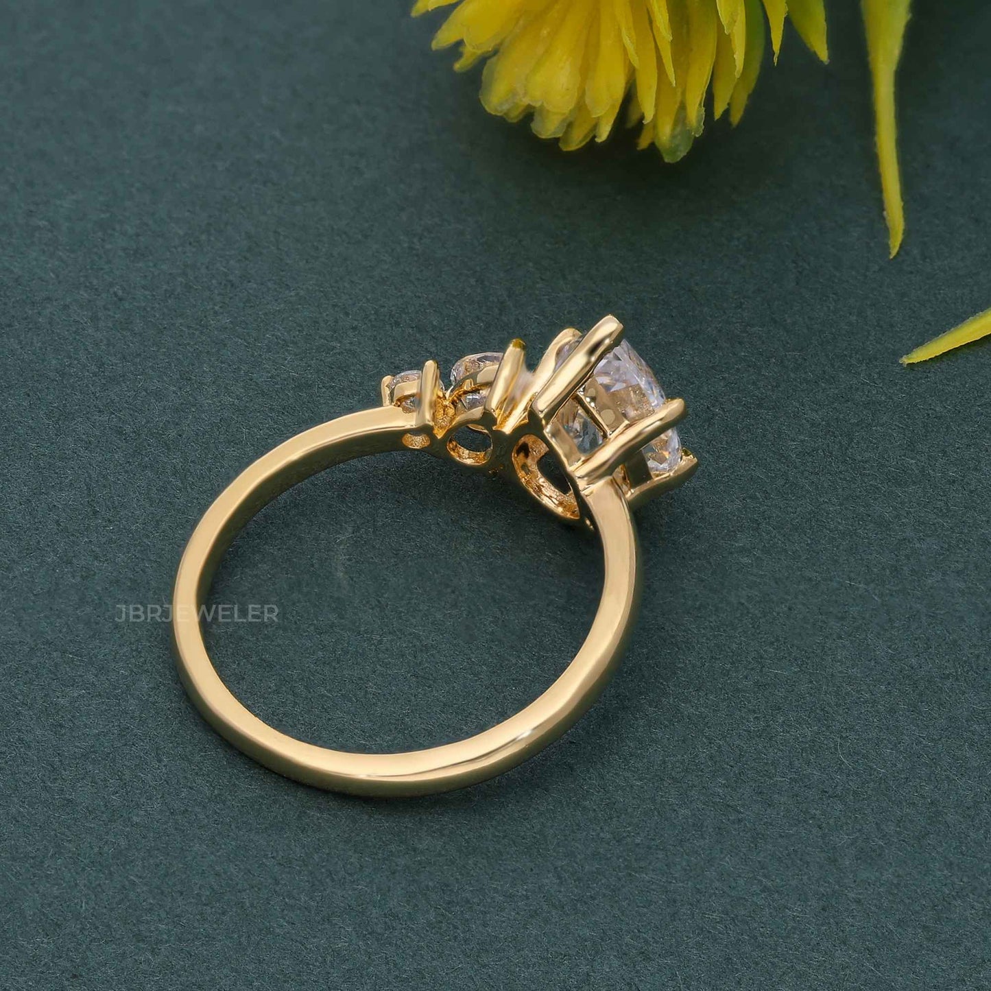 Asymmetrical Unique Pear Moissanite  Diamond Engagement Ring