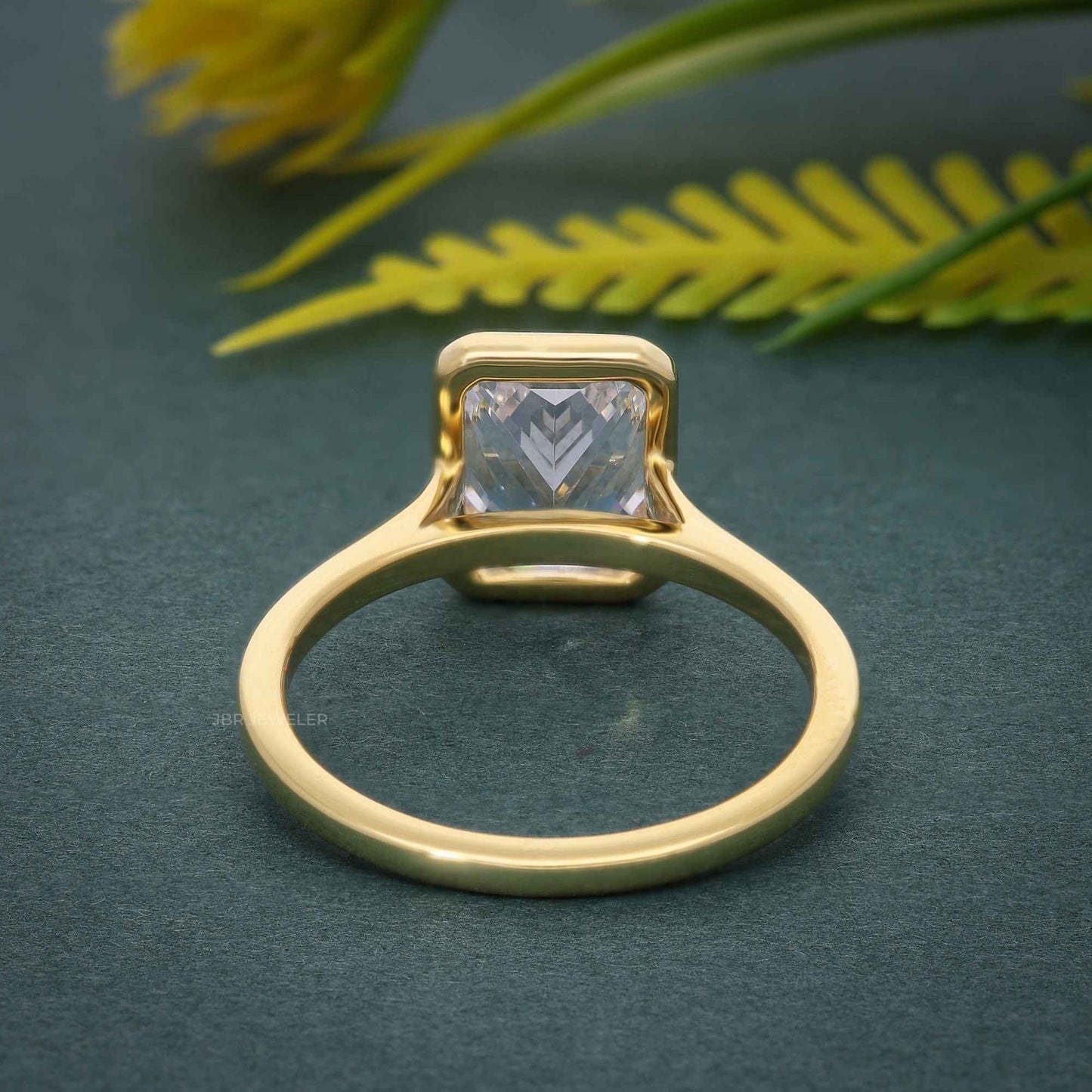 Bezel Set Radiant Lab Grown Diamond Engagement Ring