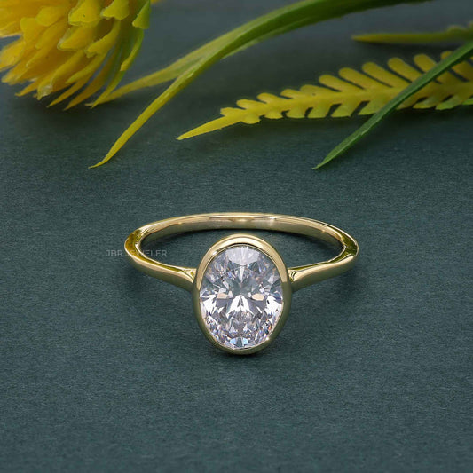 Bezel Set Oval Lab Grown Diamond Engagement Ring