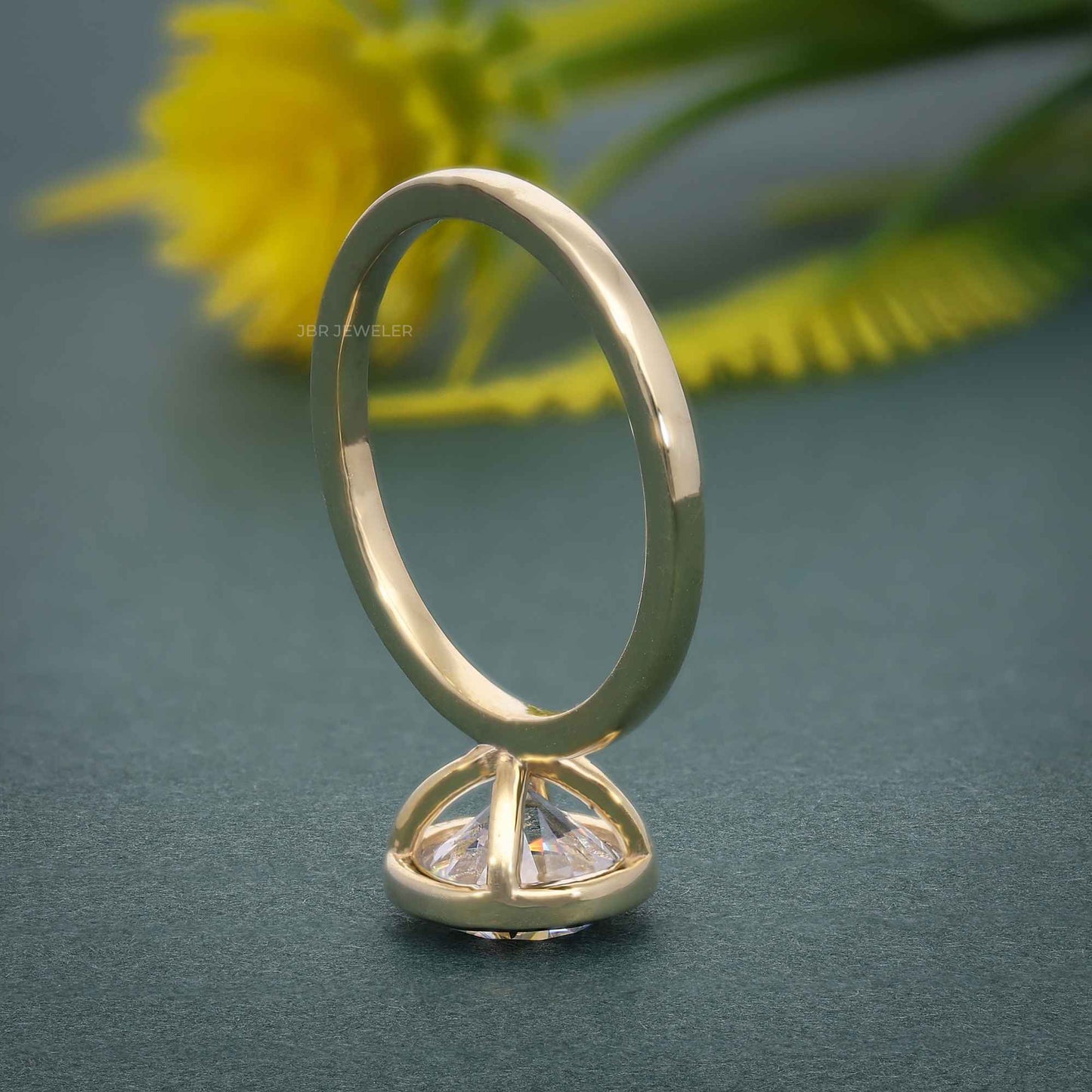 Classic Bezel Set Round Lab Grown Diamond Engagement Ring