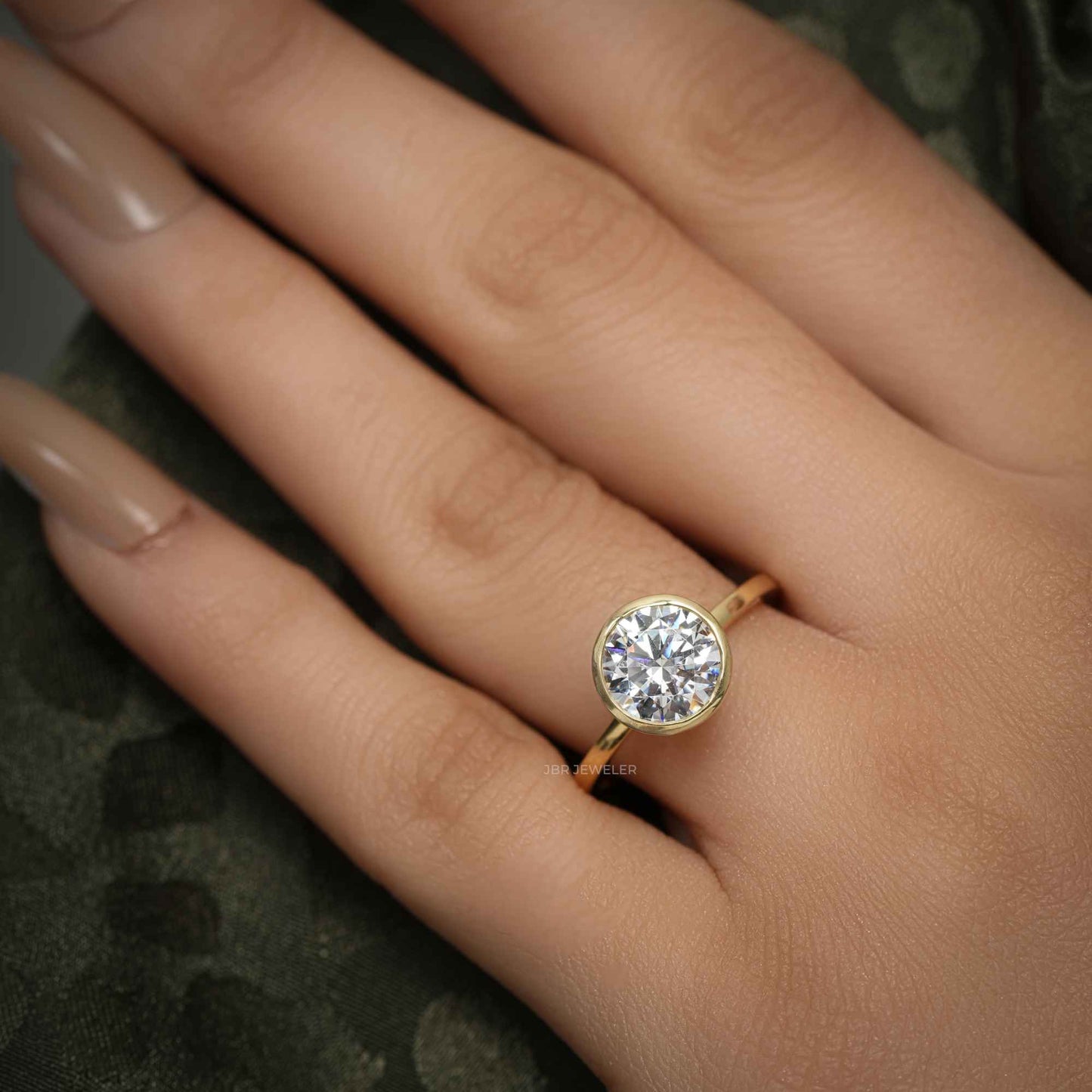 Classic Bezel Set Round Lab Grown Diamond Engagement Ring