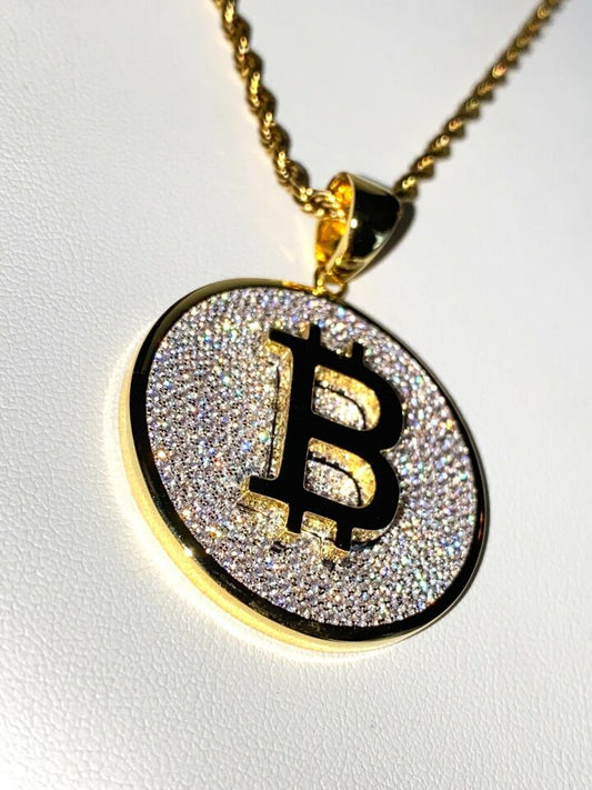 Bitcoin iced out pendants | Bitcoin Moissanite iced out pendant
