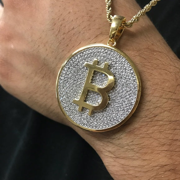 Bitcoin iced out pendants | Bitcoin Moissanite iced out pendant