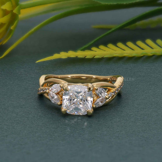 Bouquet Cushion Moissanite Diamond Engagement Ring