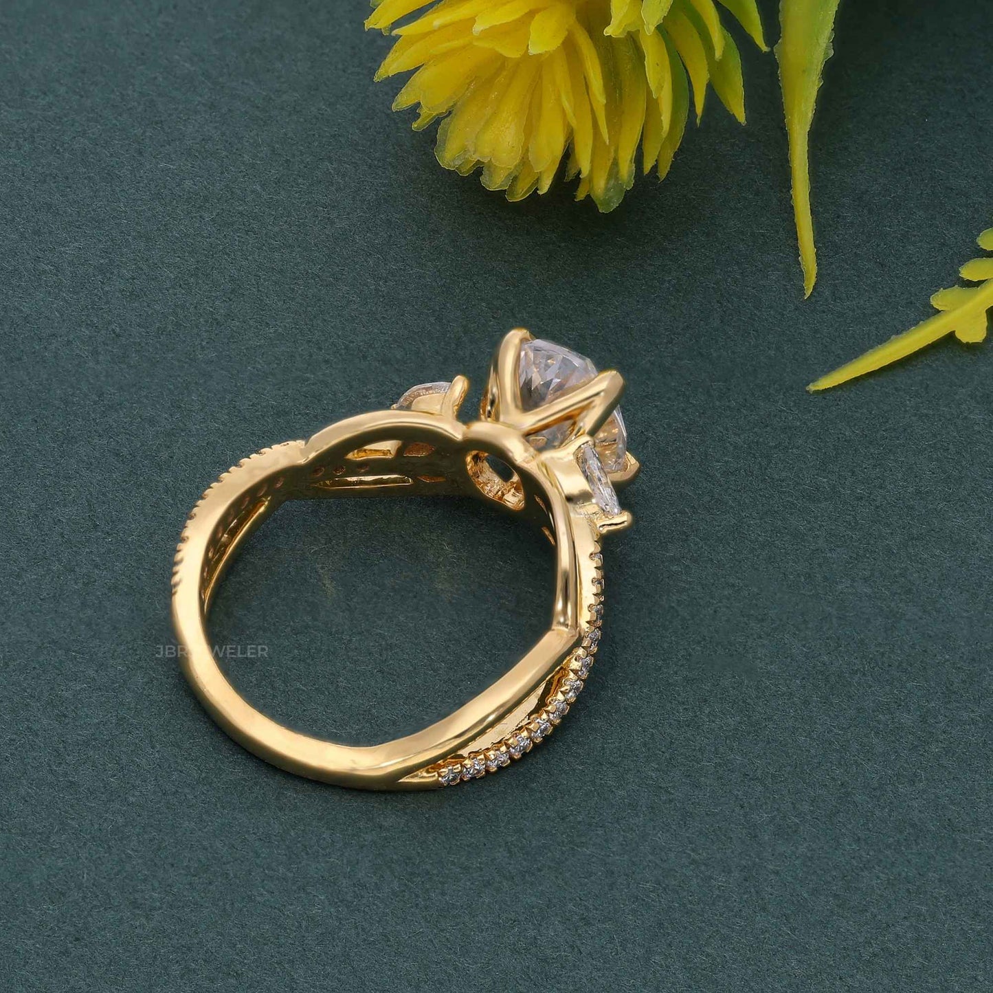 Bouquet Oval Moissanite  Diamond Engagement Ring