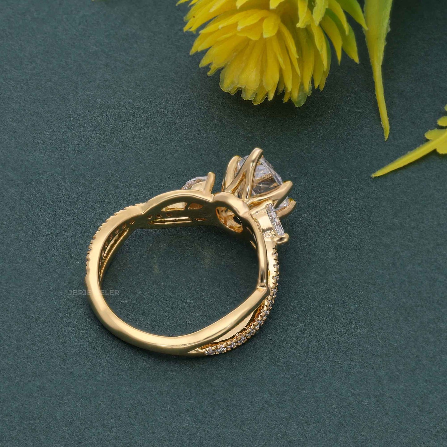 Bouquet Pear Moissanite  Diamond Engagement Ring