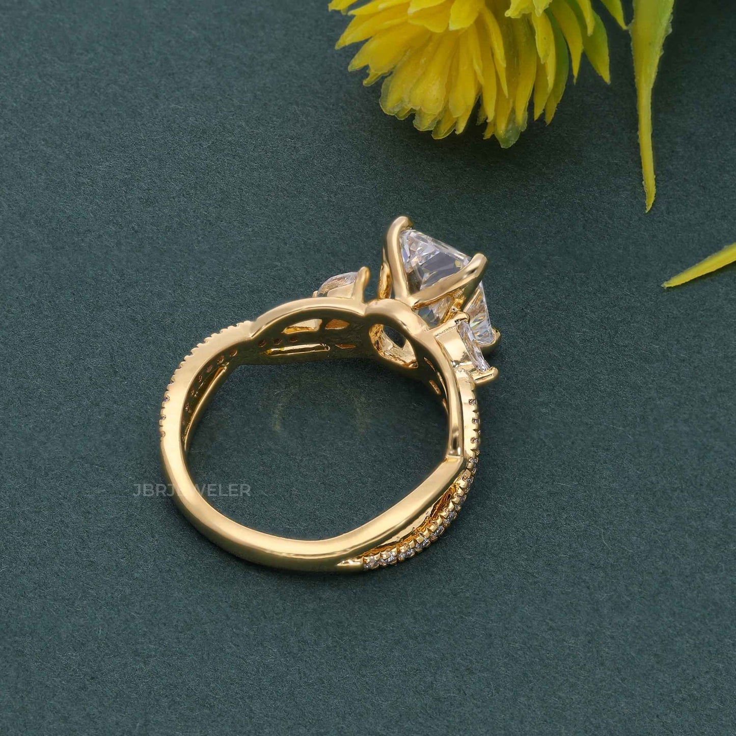 Bouquet Radiant Moissanite  Diamond Engagement Ring