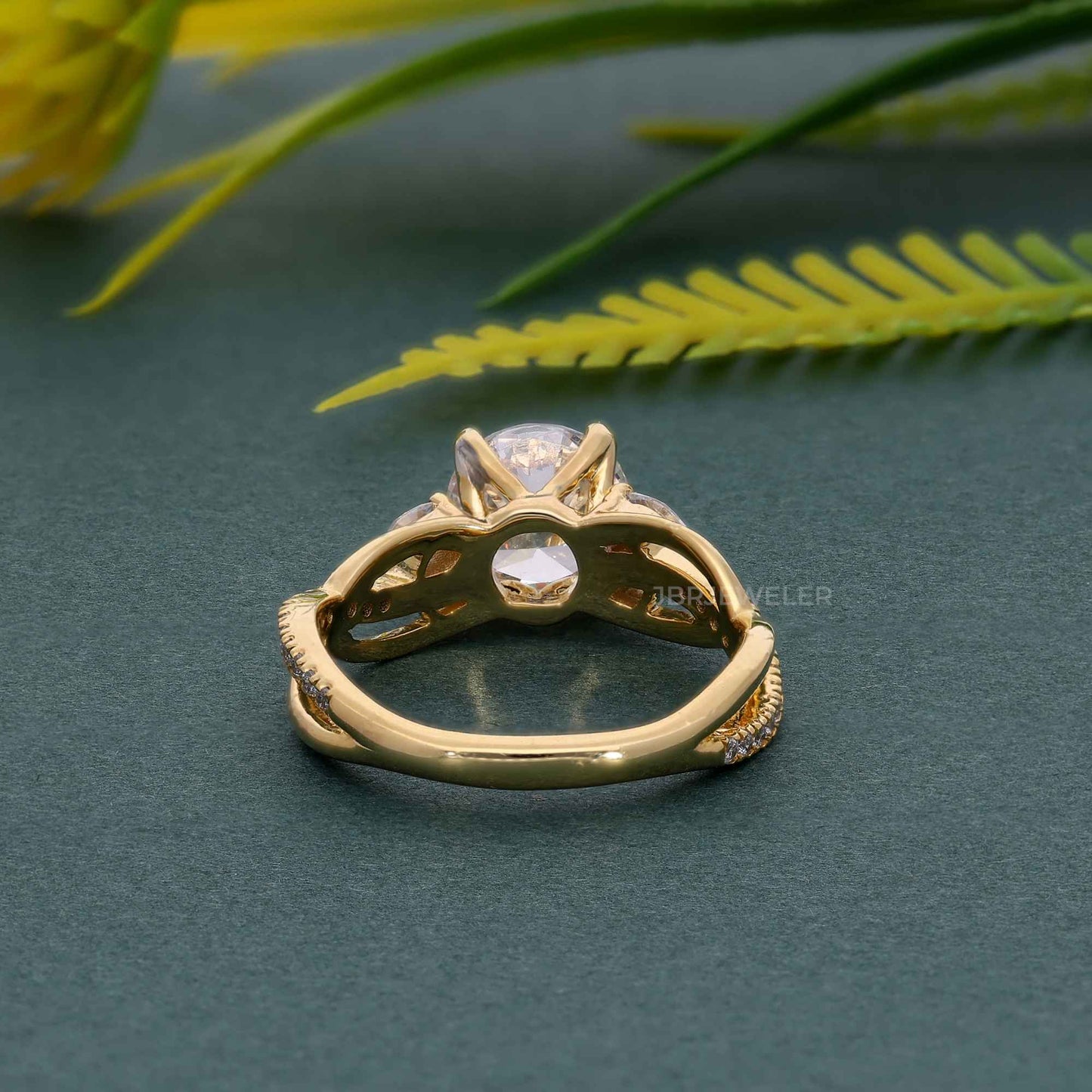 Bouquet Round Moissanite  Diamond Engagement Ring