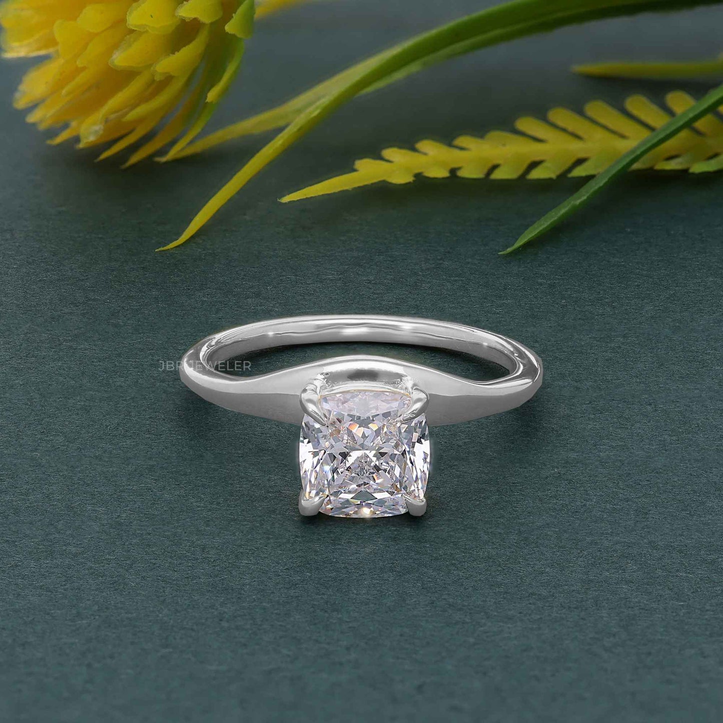 Curved Cushion Cut Lab Grown Diamond Engagement Ring