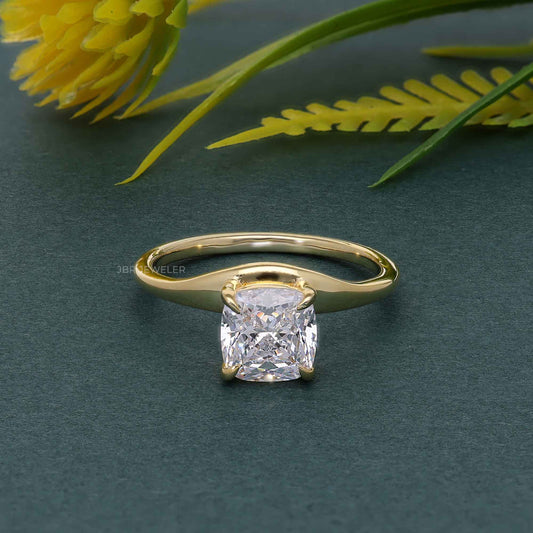 Curved Cushion Cut Moissanite Engagement Ring
