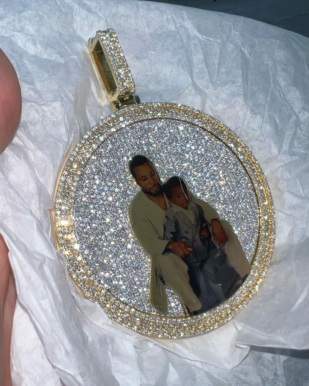 Custom Photo Pendant 3D iced out Pendant Fully Iced Bust down Memory Gift