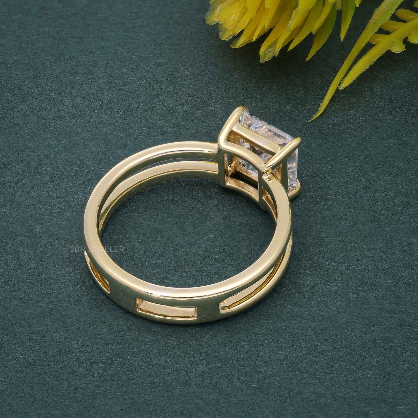 Double Band Princess Lab Grown Diamond Engagement Ring