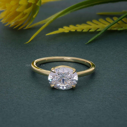 East West Oval Lab Grown Diamond Engagement Ring