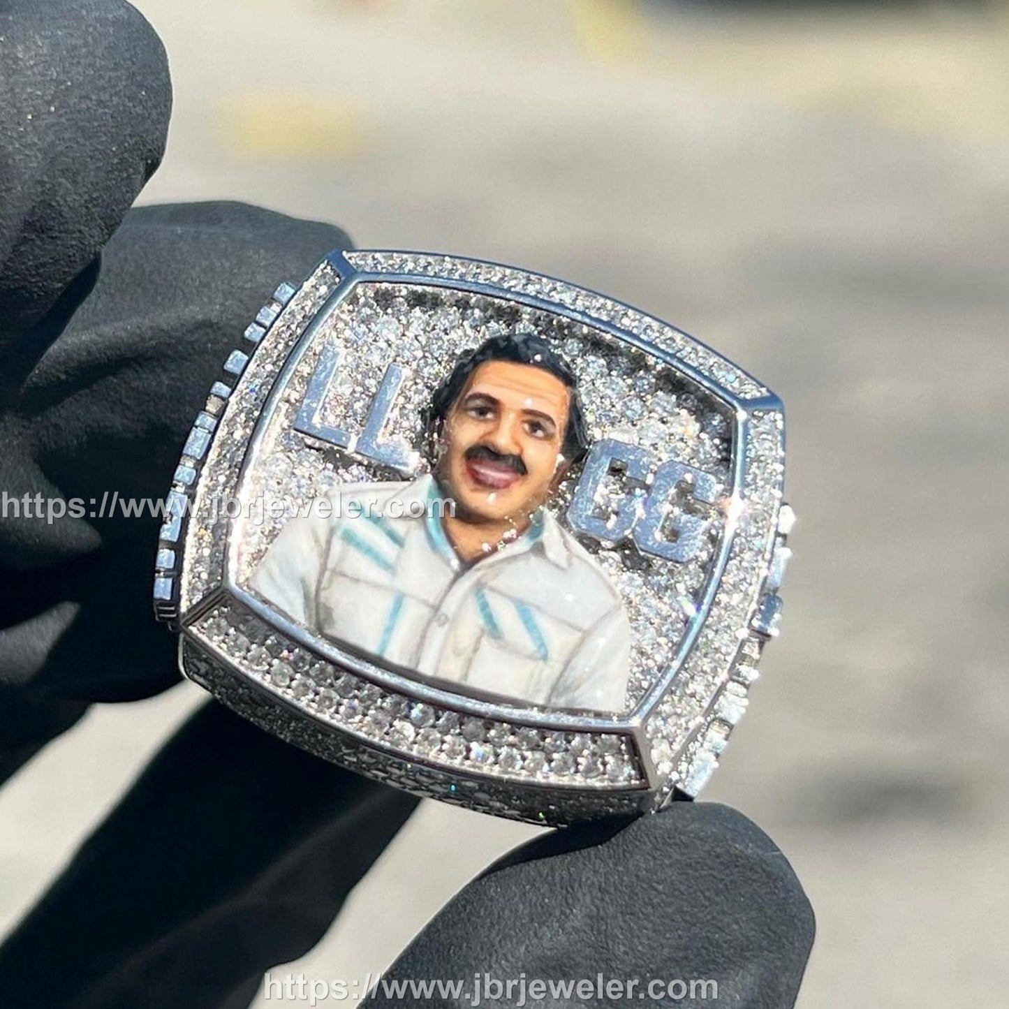 Full Ice out Championship Portrait Custom Made Hip Hop Style Ring