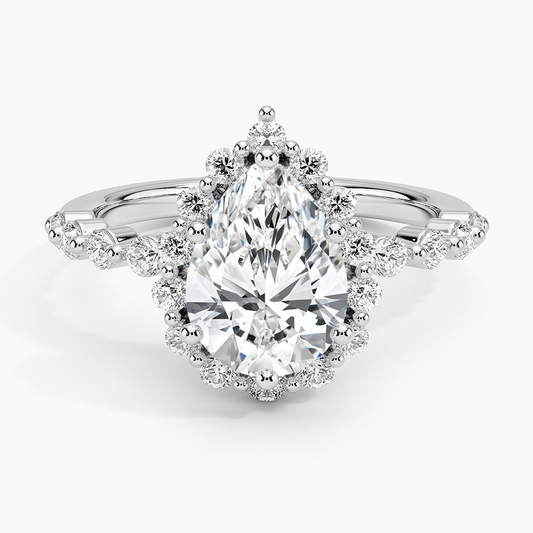 ROH16PR16 - Floating Shared Prong Pear Lab Grown Diamond Halo Ring