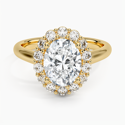 ROH17O17 - Lotus Halo Oval Lab Grown Diamond Engagement Ring