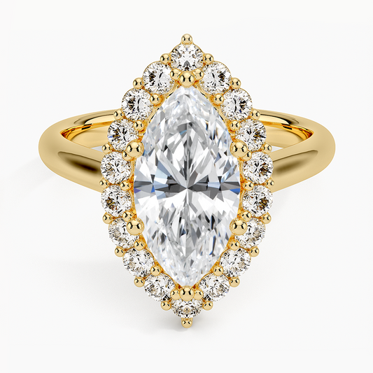 ROH17M17 - Lotus Halo Marquise Lab Grown Diamond Engagement Ring