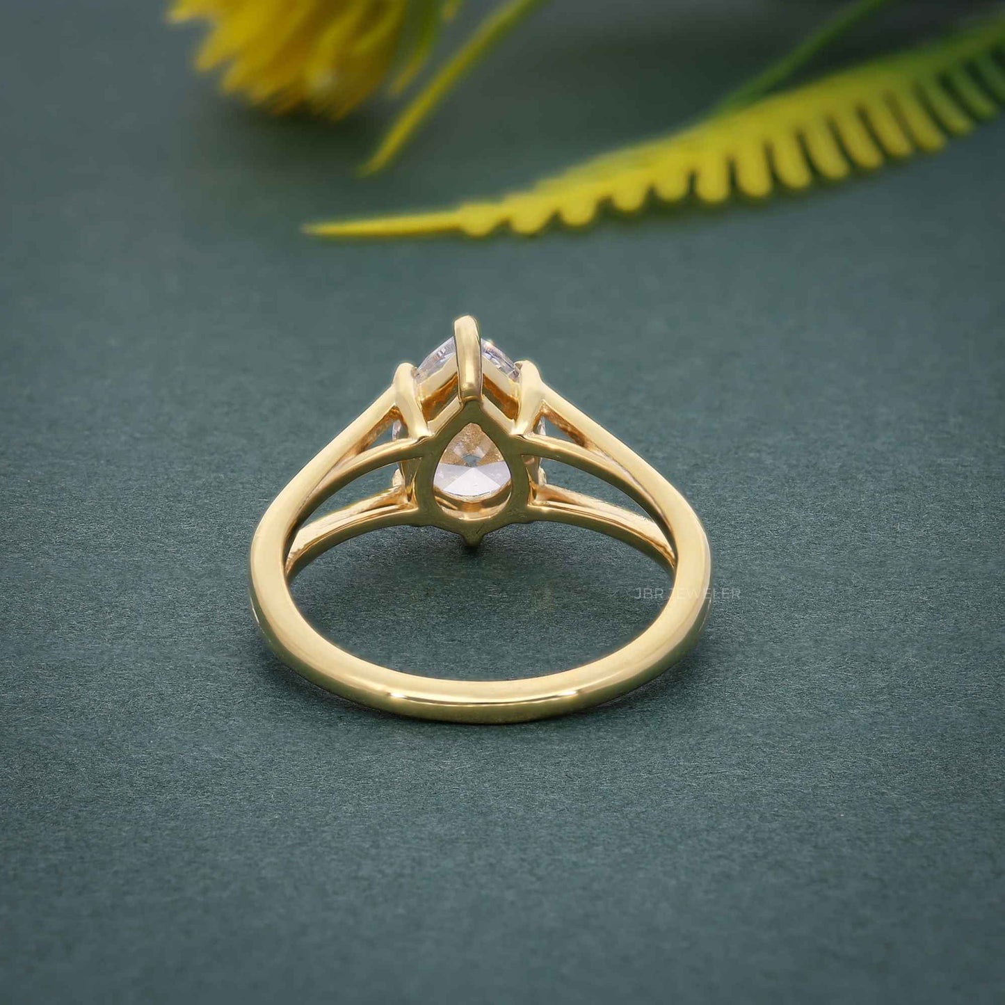 Split Shank Pear Cut Lab Grown Diamond Solitaire Ring
