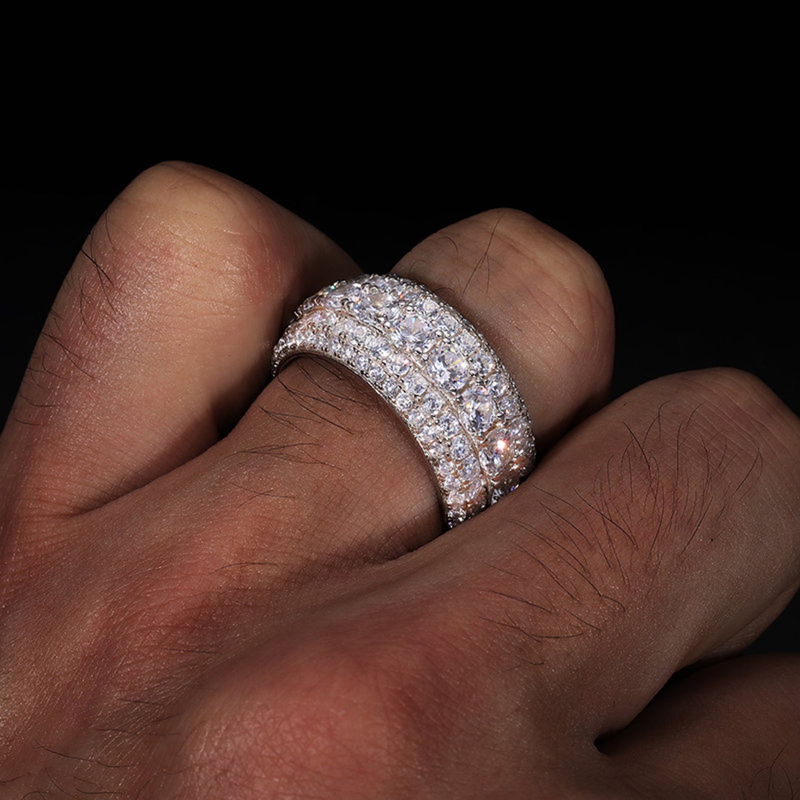 Mens moissanite pinky shop ring