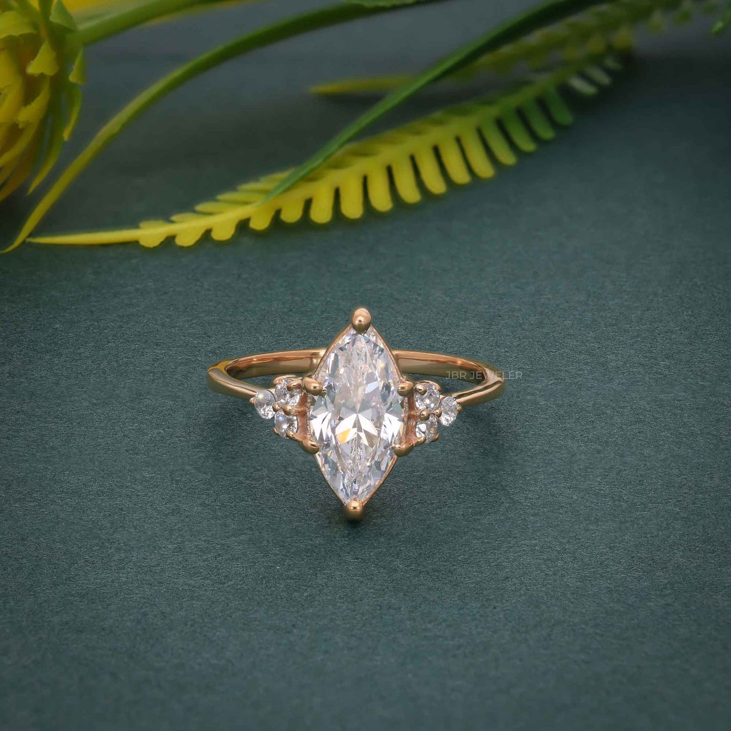 Muse Marquise Cut Moissanite Diamond Engagement Ring