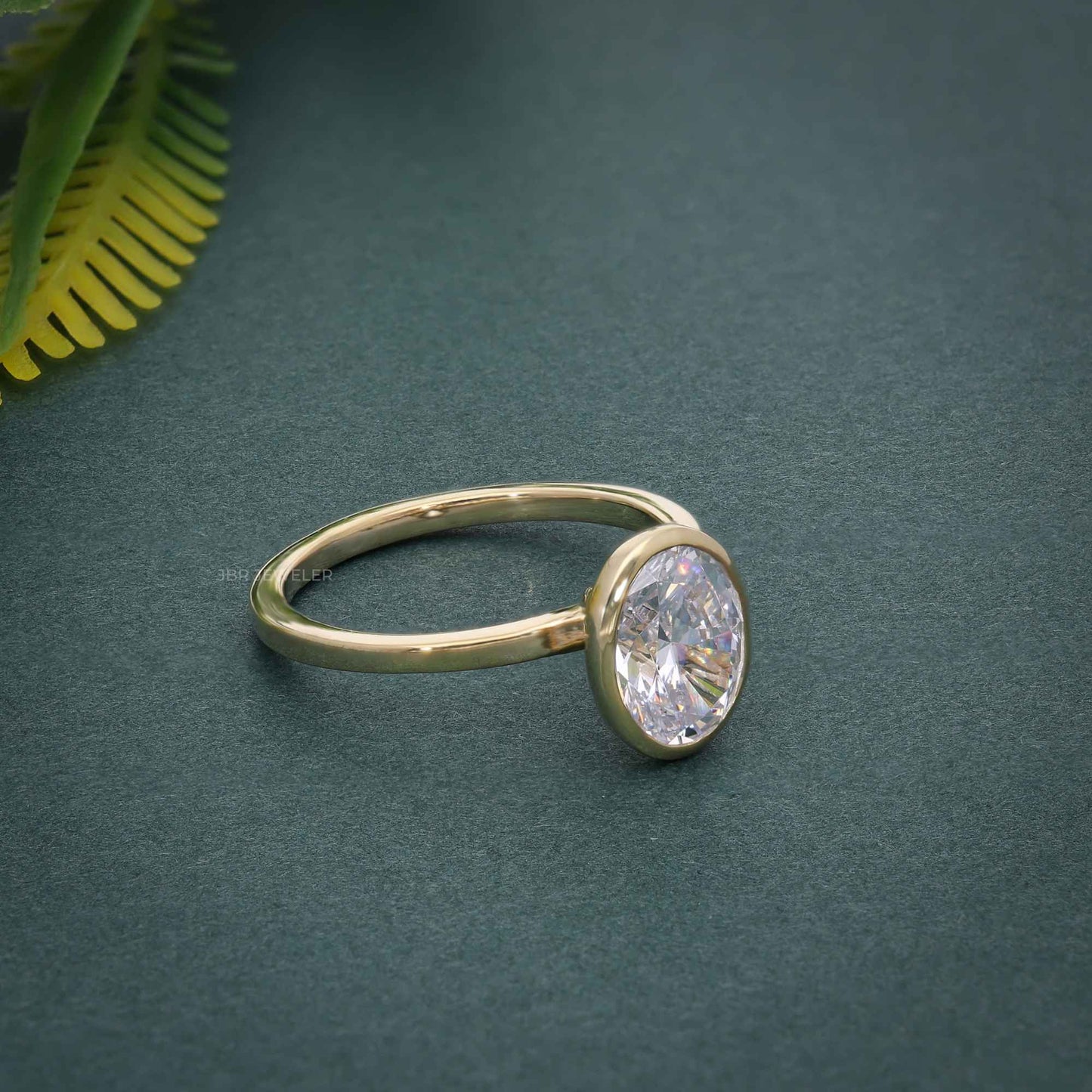 Classic Bezel Set Oval Lab Grown Diamond Engagement Ring
