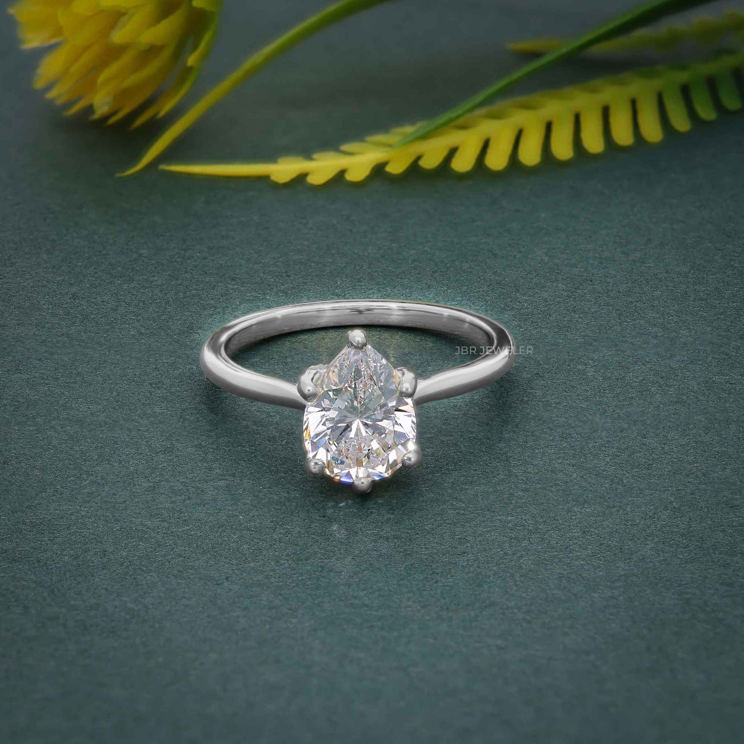 Cathedral Pear Cut Lab Grown Diamond Engagement Ring