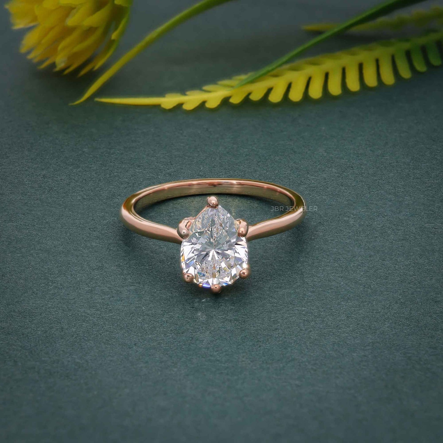 Cathedral Pear Cut Lab Grown Diamond Engagement Ring