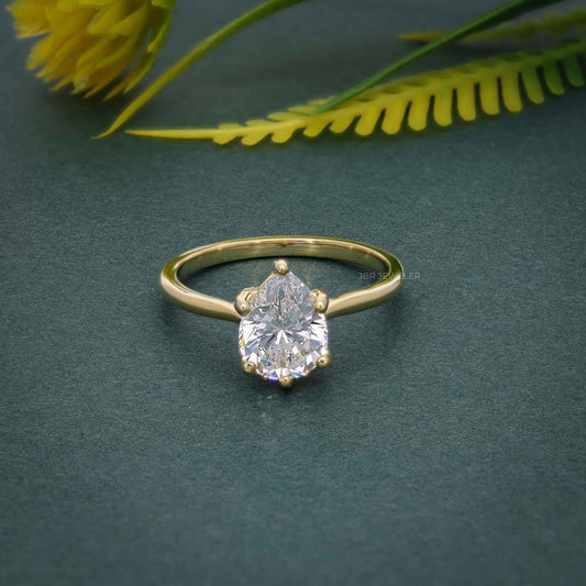 Cathedral Pear Cut Moissanite Diamond Ring