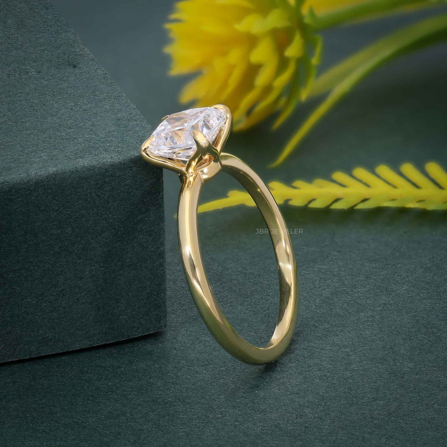 Petal Cushion Moissanite Diamond Engagement Ring