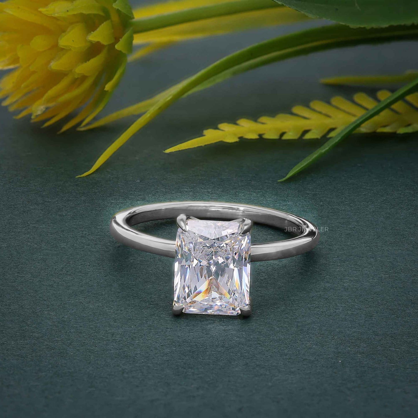 Petal Radiant Moissanite Diamond Engagement Ring