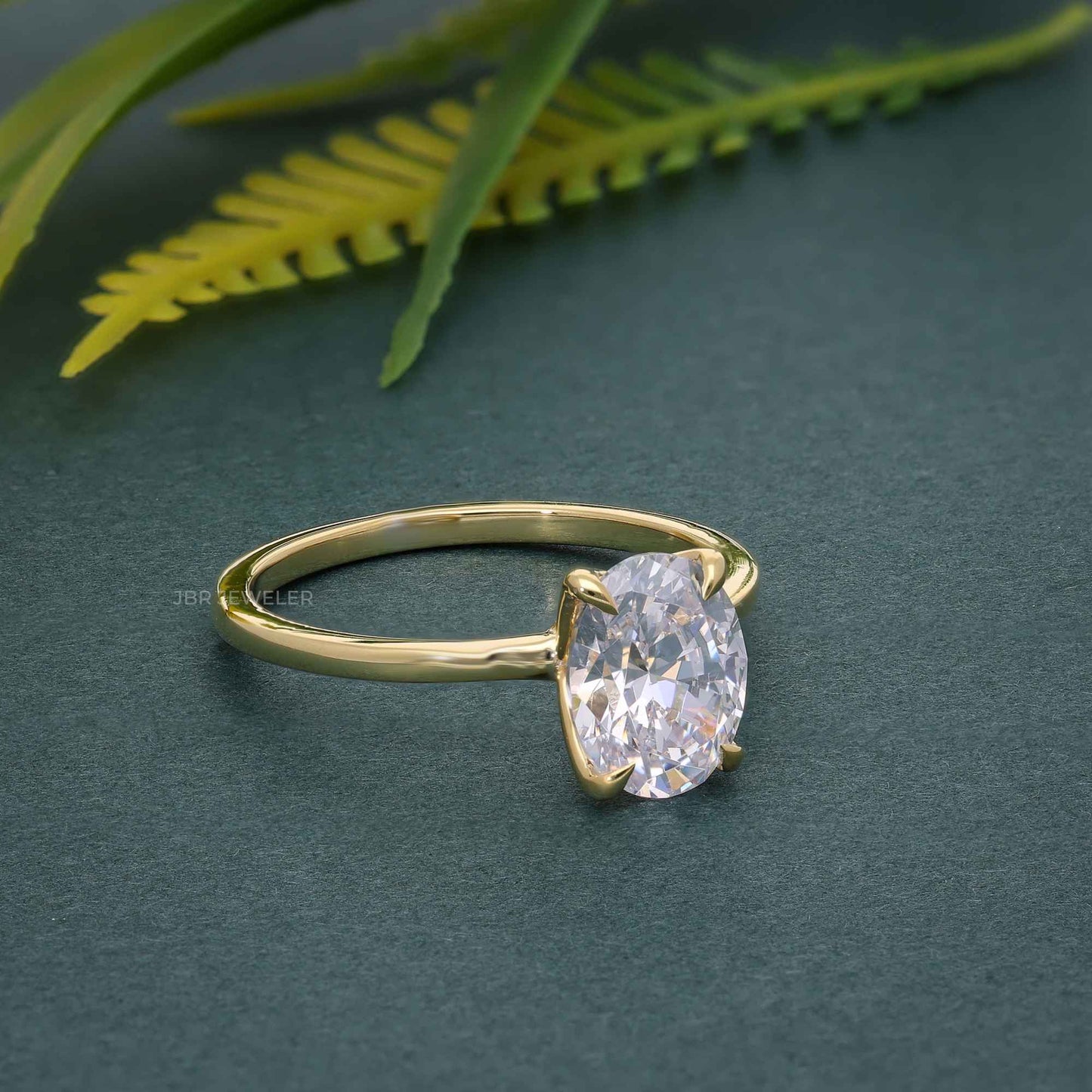Petal Oval Moissanite Diamond Engagement Ring