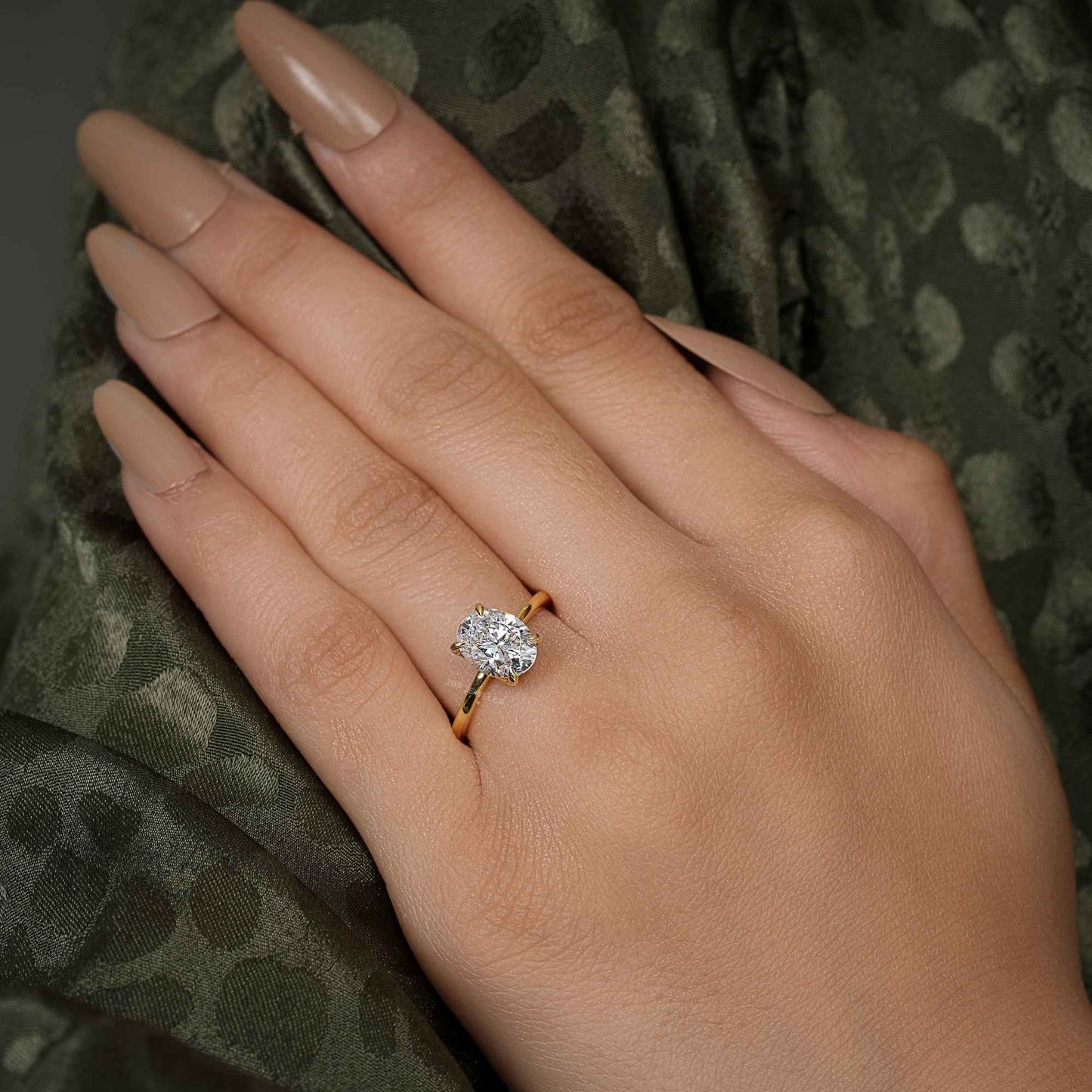 Petal Oval Moissanite Diamond Engagement Ring