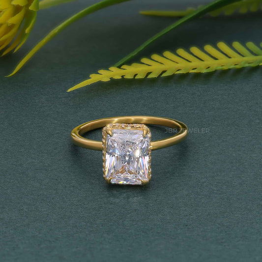 Double Hidden Halo Radiant Cut Lab Grown Engagement Ring