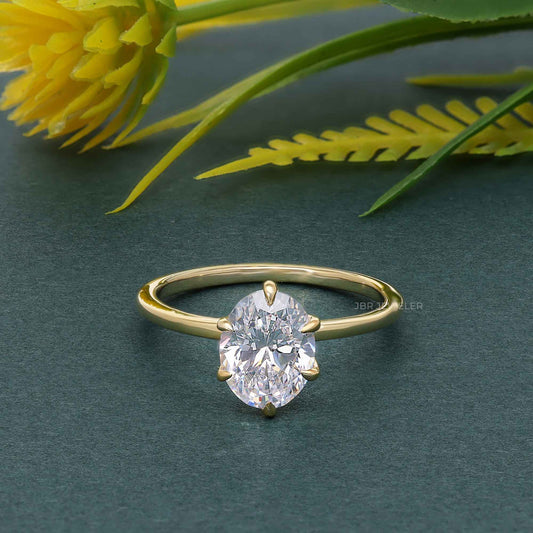 Six Prong Oval Cut Lab Grown Diamond Engagement Ring
