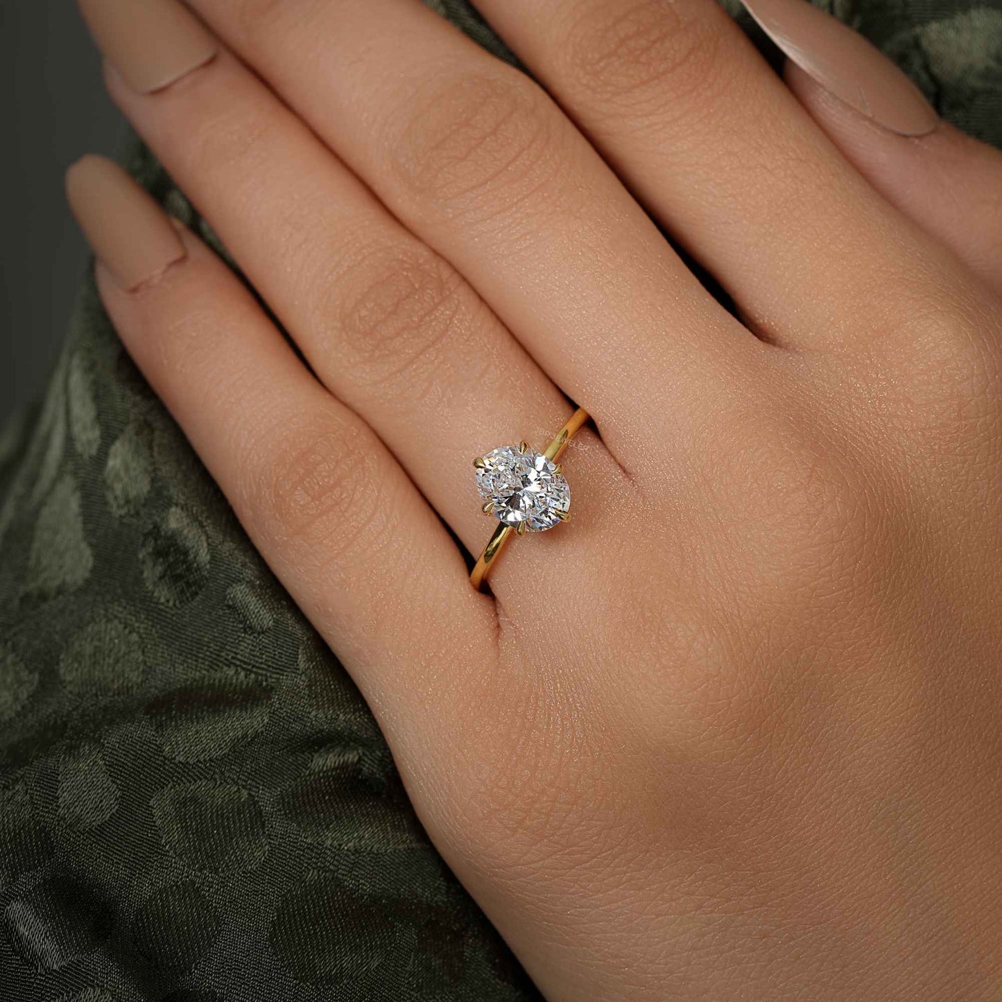 Six Prong Oval Cut Moissanite Solitaire Engagement Ring