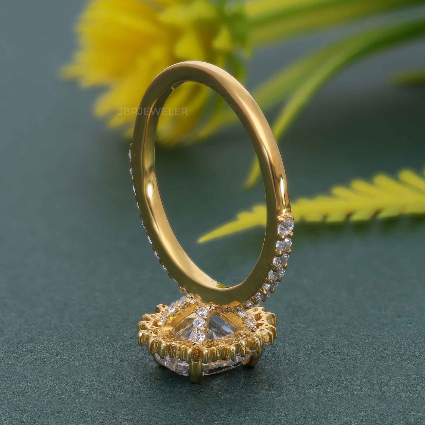 Sunburst Oval Cut Lab Diamond Halo Engagement Ring