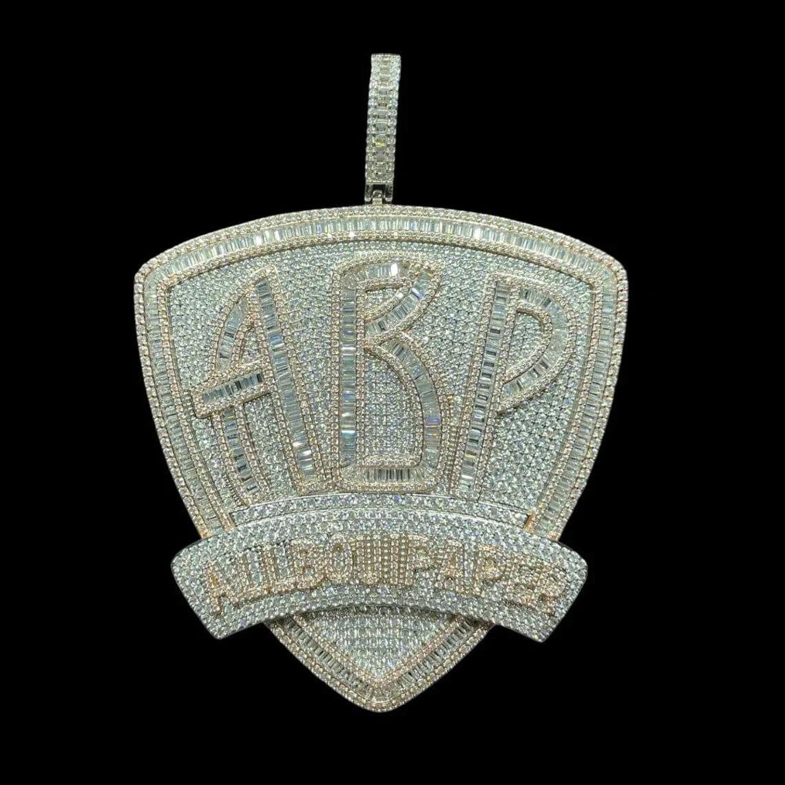 All Bout Paper BIG Luxury Baguette & Round Moissanite Diamond ABP Iced Out Pendant - JBR Jeweler