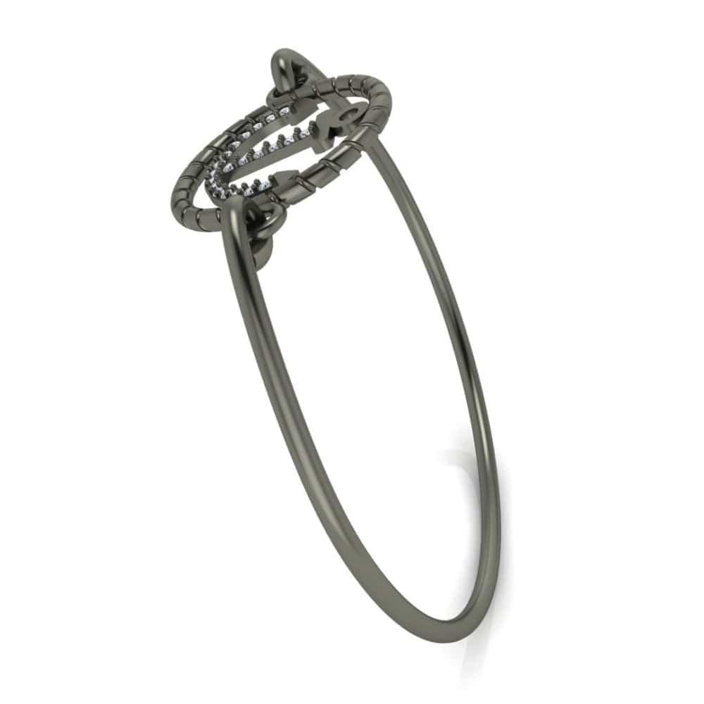 Anchor Charm Sterling Silver Bangle Bracelet - JBR Jeweler