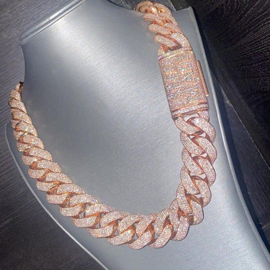 Antique 22mm Round Moissanite Diamonds Cuban Link Men's Iced out Rapper Chains - JBR Jeweler