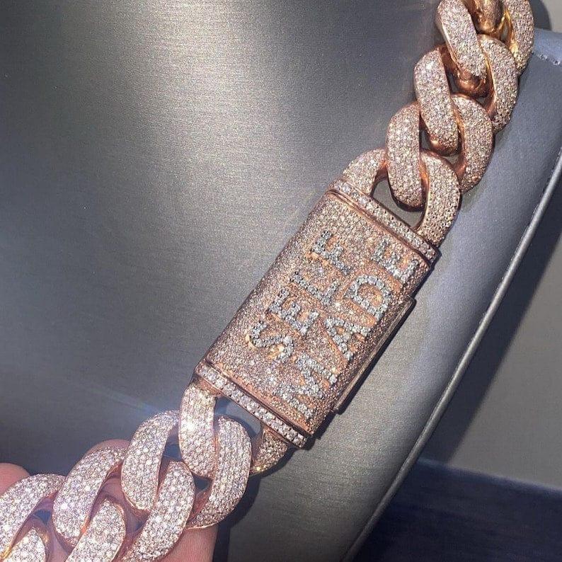 Antique 22mm Round Moissanite Diamonds Cuban Link Men's Iced out Rappe ...